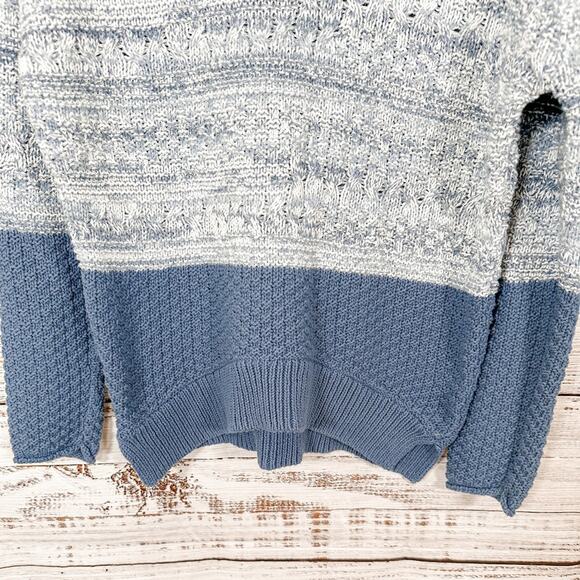 Caslon Blue & White Colorblock Split Hem Sweater, EUC, Size Small - Picture 4 of 13